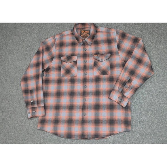 Dixxon Flannel Extra Large Orange Black Plaid Workwear Outdoors Hiking Camping